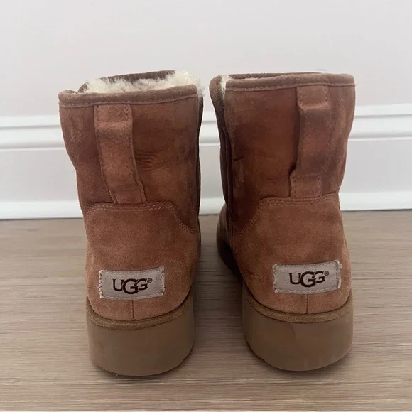 Women's UGG Kristin Suede Sheepskin Wedge Ankle Boots Chestnut Size 9.5 #1012497 - Picture 6 of 9